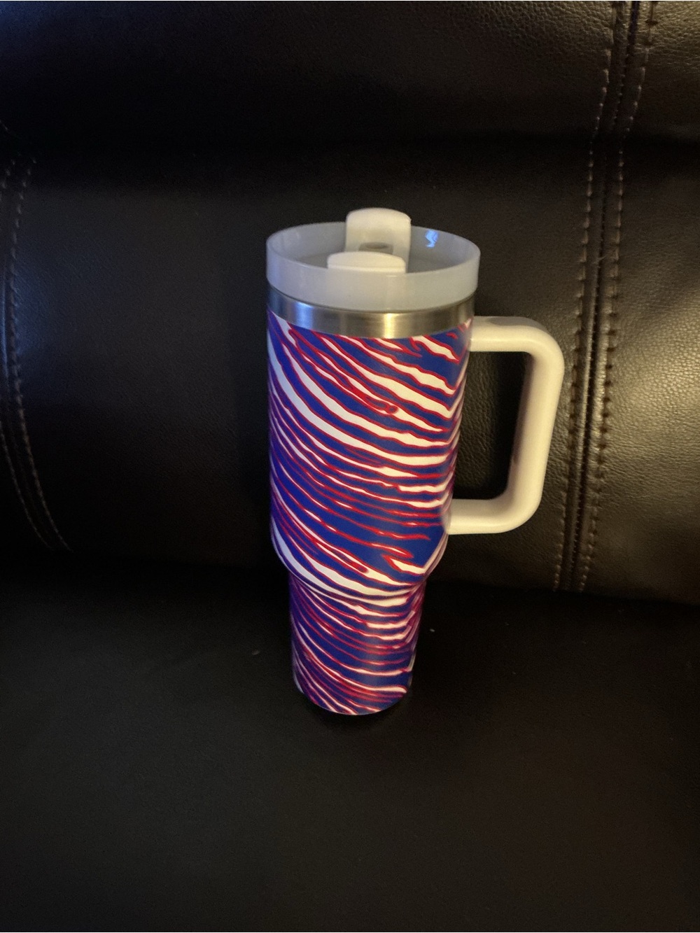 Colorful Patterned Travel Mug with Handle